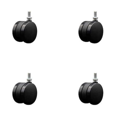 Service Caster 2-3/8'' Office Chair Casters Nylon Twin Wheel 3/8 Threaded Stem , 4PK SCC-UHTS02S60-NYS-381634-4